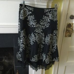 White House Black Market Tiered Silk & Lace Skirt - Sz 6